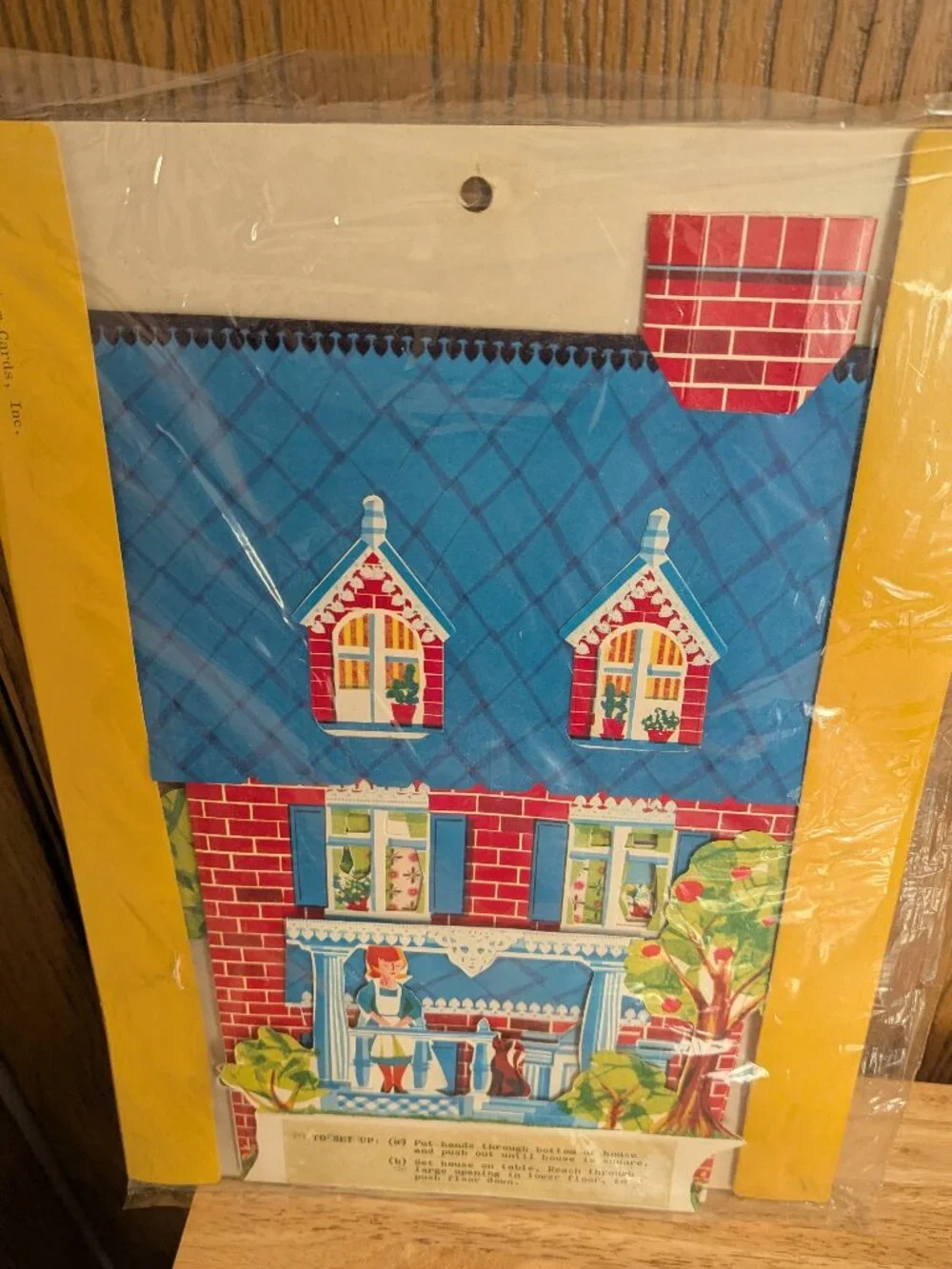 New VTG Pop Up Dollhouse Cardboard Decor Party Playroom Gibson Centerpiece